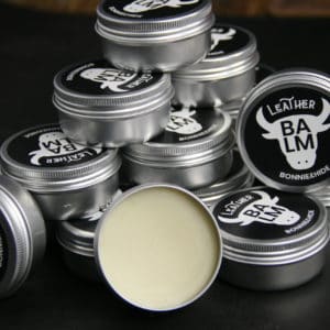 natural leather balm in container